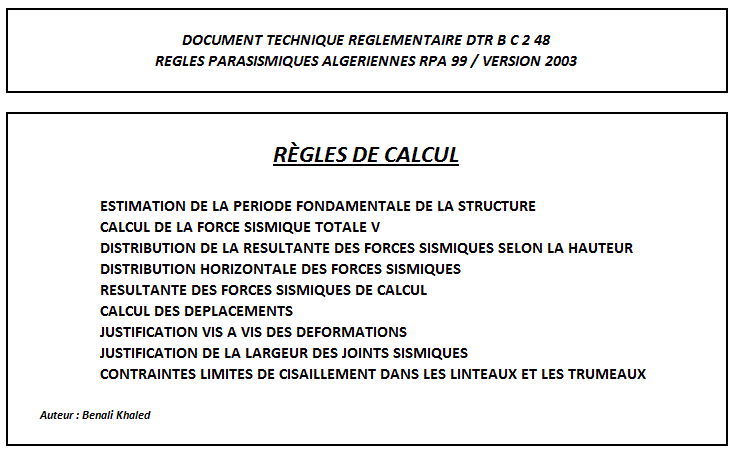 RÈGLES DE CALCUL RPA 99