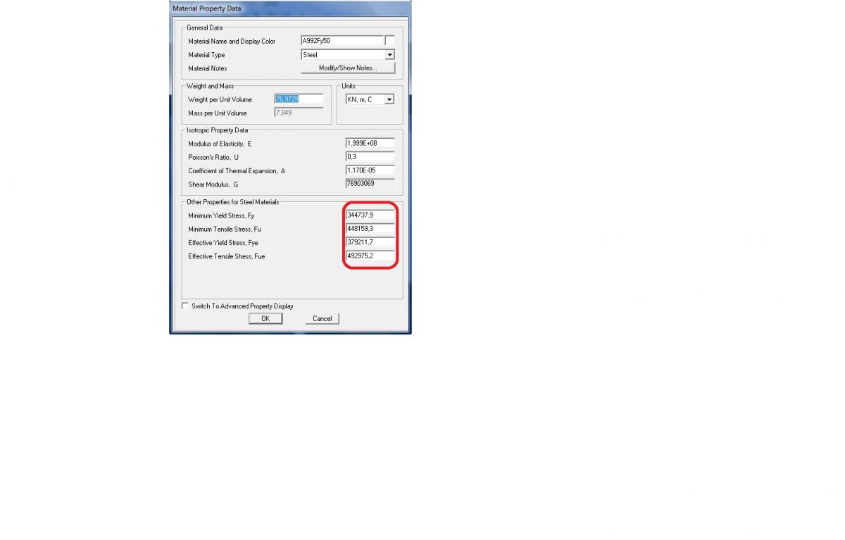 Définition De La Propriété De L’Acier Sur Sap V12 ?