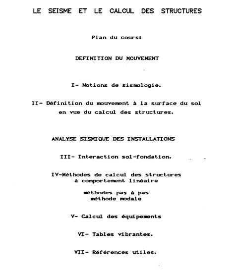 seisme calcul structures