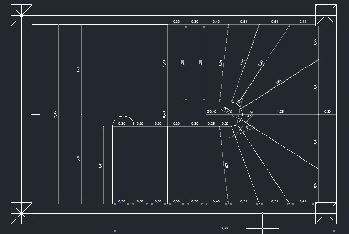 escalier droit dwg