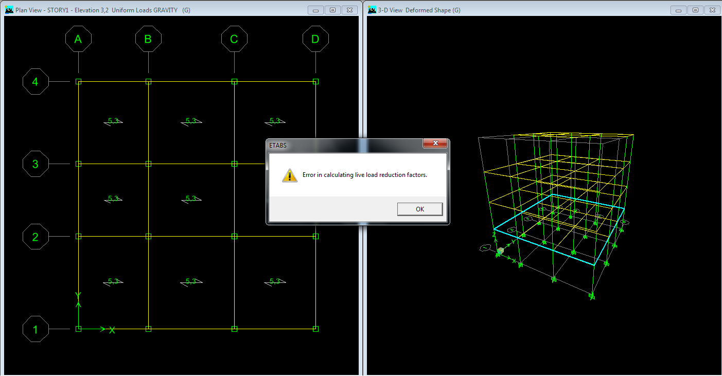 error in calculating live load reduction ETABS
