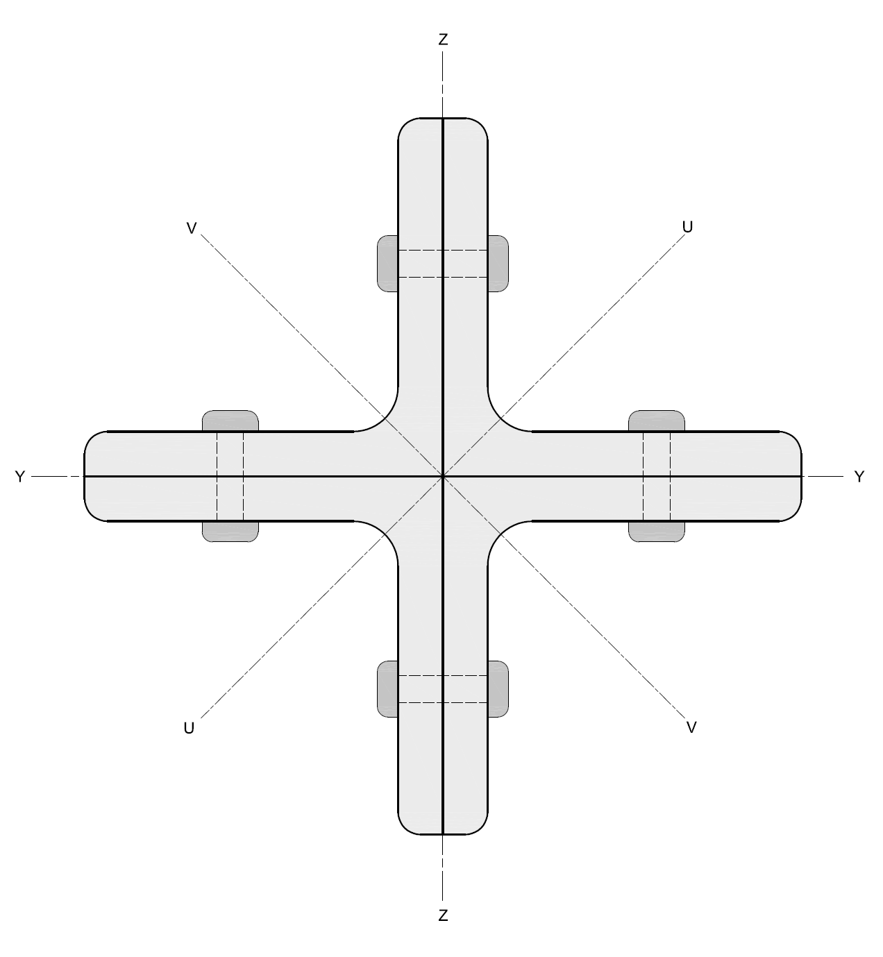 Pilier métallique en croix