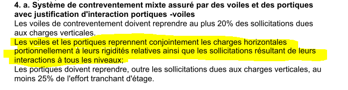 quelqu'un peut m'expliquer  ce System surtout le texte en jaune 4. a. Système de contreventement mixte